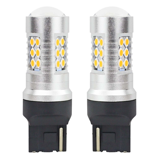 LED lemputės CANBUS 3030 24SMD T20 7440 WY21W Amber 12V/24V