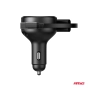 Retractable car charger C cable + lightning cable + USB C port 12/24V 60W AMIO-04370