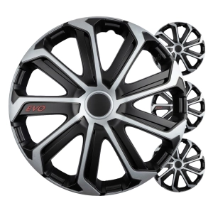 Ratų gaubtai (kalpokai) 4 vnt. EVO black & silver R16