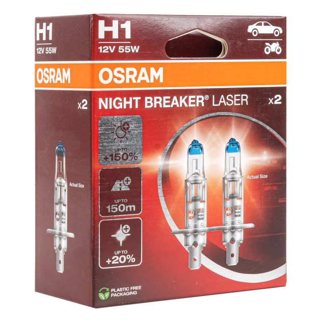 Halogeninės lemputės Osram H1 12V 55W P14,5s NIGHT BREAKER UNLIMITED /2 pcs/