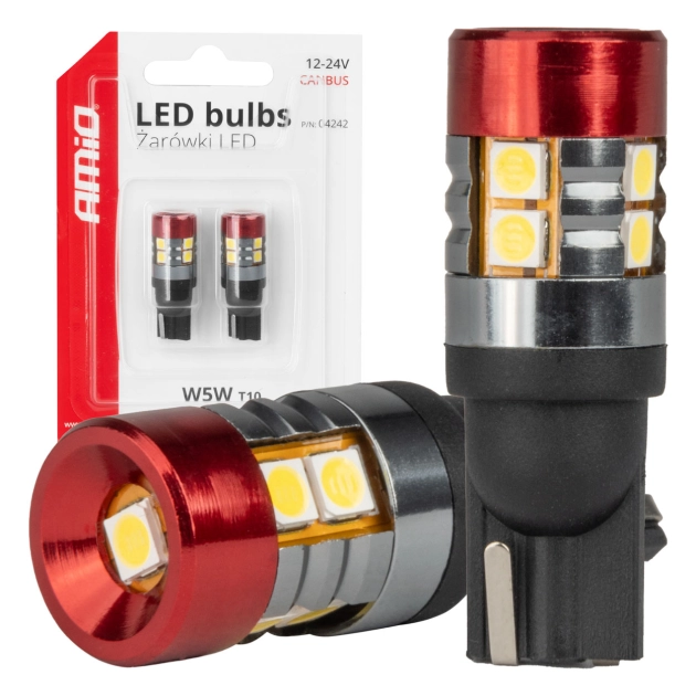 Led lemputės CANBUS T10 W5W 9 SMD 3030 White 12V 24V 