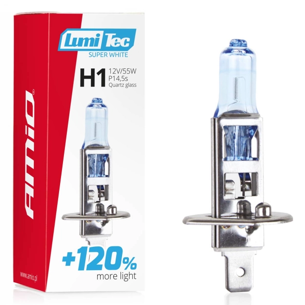 Halogeninė lemputė H1 12V 55W LumiTec Super White +120%