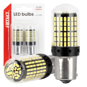 CANBUS LED lemputės 1156 BA15S P21W R10W R5W 4SMD 1860 baltos 12V 24V