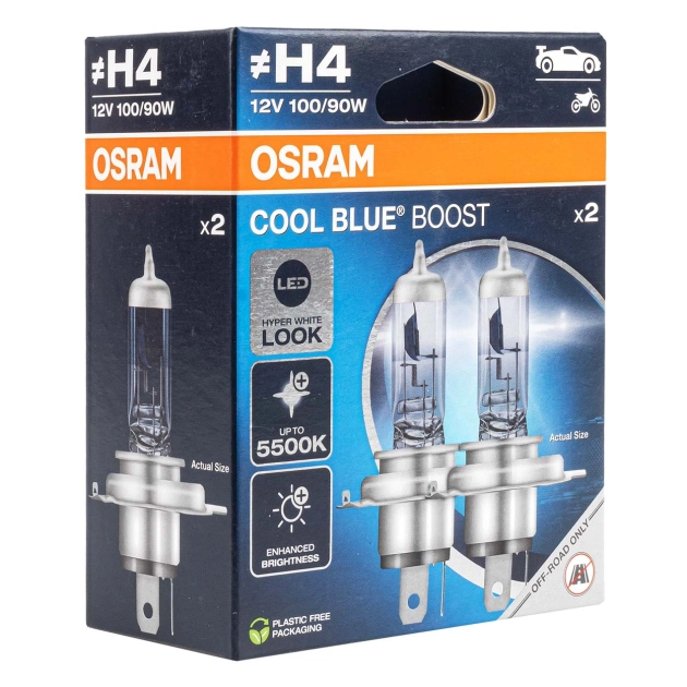 Halogeninės lemputės Osram H4 12V 100/90W P43t Cool Blue Boost 5000K / 2pcs