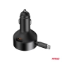 Retractable car charger C cable + USB C port 12/24V 60W AMIO-04368