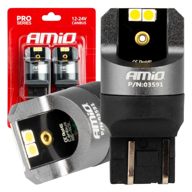 Led lemputės CANBUS PRO series 7443 W21/5W 4x3030 SMD White 12/24V AMIO-03591 Led lemputės CANBUS PRO series 7443 W21/5W 4x3030 SMD White 12/24V AMIO-03591