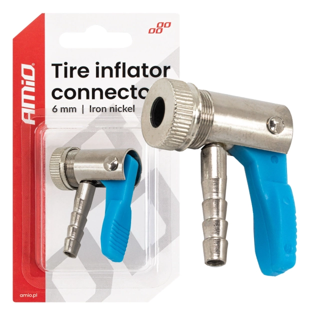 Ironn nikeliuota padangų pripūtimo jungtis 6 mm AMIO-04497