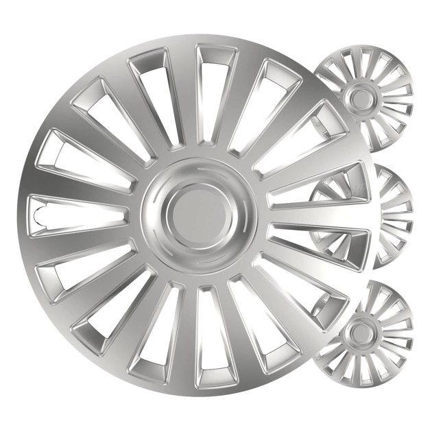 Ratų gaubtai (kalpokai) 4 vnt. Luxury silver R15 Ratų gaubtai (kalpokai) 4 vnt. Luxury silver R15