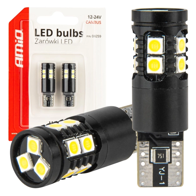 LED lemputės CANBUS T10 W5W 13SMD 3030 White 12V/24V LED lemputės CANBUS T10 W5W 13SMD 3030 White 12V/24V