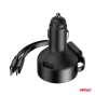 Retractable car charger C cable + lightning cable + USB C port 12/24V 60W AMIO-04370