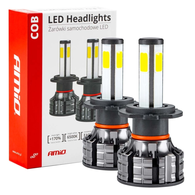 LED lemputės H7 COB 4Side Series AMiO
