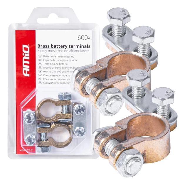 Žalvariniai akumuliatoriaus gnybtai (2 vnt.) 600 AMP Žalvariniai akumuliatoriaus gnybtai (2 vnt.) 600 AMP