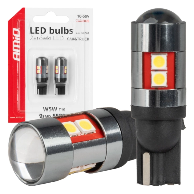 Led lemputės CANBUS T10 W5W 9 SMD 3030 White 12V 24V 36V 48V Led lemputės CANBUS T10 W5W 9 SMD 3030 White 12V 24V 36V 48V