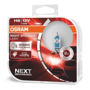 Halogeninės lemputės Osram H8 12V 35W PGJ19-1 NIGHT BREAKER LASER +150% /2pcs