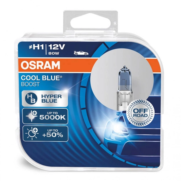 Halogeninės lemputės Osram H1 12V 80W P14,5s Cool Blue Boost 5500K / 2 pcs