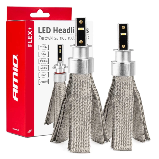 Led lemputės FLEX+ Series H3 canbus 6000K 12-24V AMIO-03656 Led lemputės FLEX+ Series H3 canbus 6000K 12-24V AMIO-03656