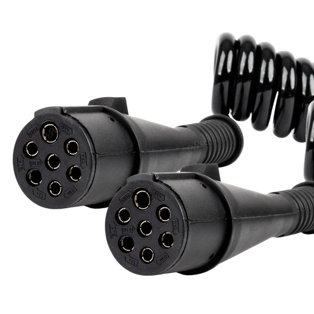 Spyruoklinis kabelis TIR 2x 7 kontaktų N tipo 5m 24V AMIO-04380