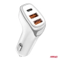 Automobilinis įkroviklis 2x USB-A + USB-C 38W 12/24V 