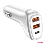 Automobilinis įkroviklis 2x USB-A + USB-C 38W 12/24V 