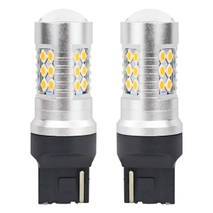 LED lemputės CANBUS 3030 24SMD T20 7440 WY21W Amber 12V/24V