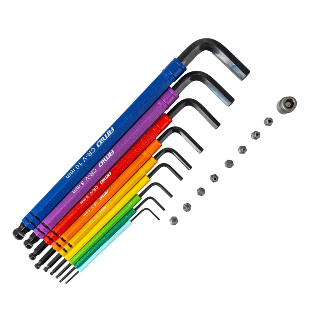 IMBUS šešiakampių rutulinių raktų rinkinys, ypač ilgas, su antgalių rinkiniais CRV, 18 dalių