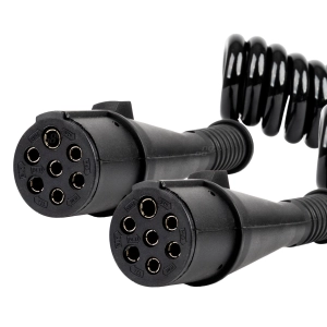 Spyruoklinis kabelis TIR 2x 7 kontaktų N tipo 5m 24V AMIO-04380