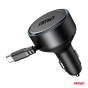Retractable car charger C cable + USB C port 12/24V 60W AMIO-04368
